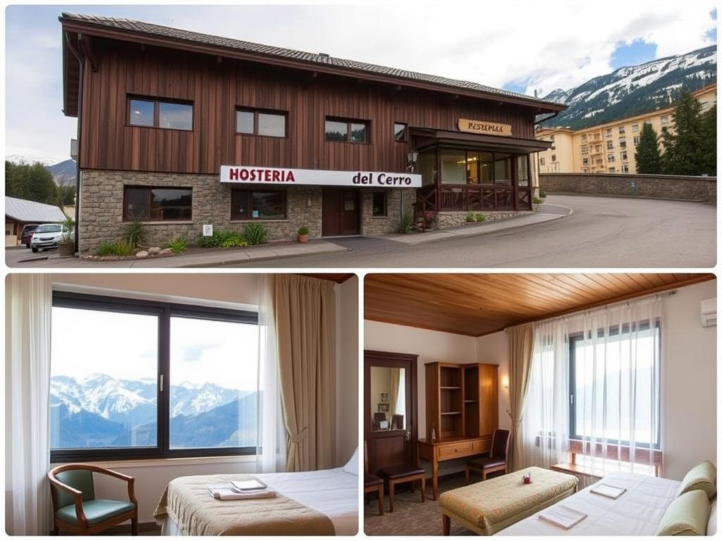 Fachada e quartos da Hosteria del Cerro no Cerro Catedral Bariloche