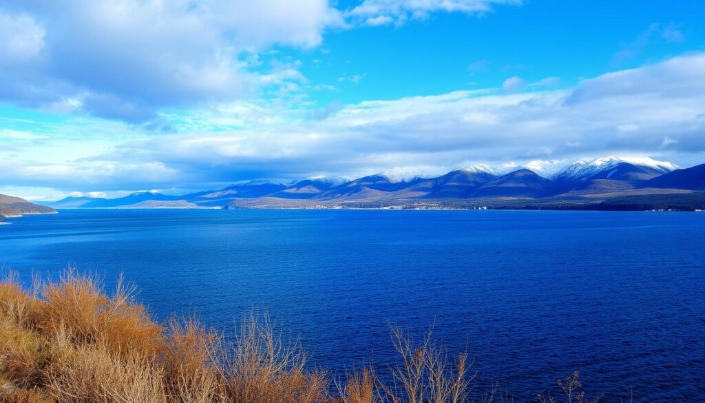 Lago Nahuel Huapi em Bariloche durante o inverno, mesmo sem neve, oferecendo belas paisagens Lago Nahuel Huapi em Bariloche durante o inverno, mesmo sem neve, oferecendo belas paisagens