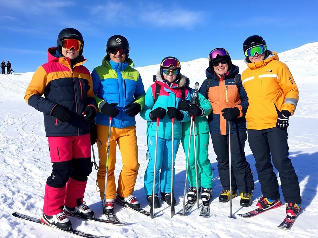 Turistas equipados para atividades na neve em Bariloche Turistas equipados para atividades na neve em Bariloche