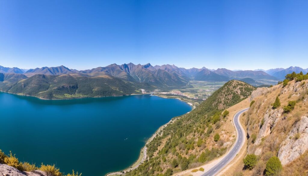 Vista panorâmica do Circuito Chico durante o verão em Bariloche