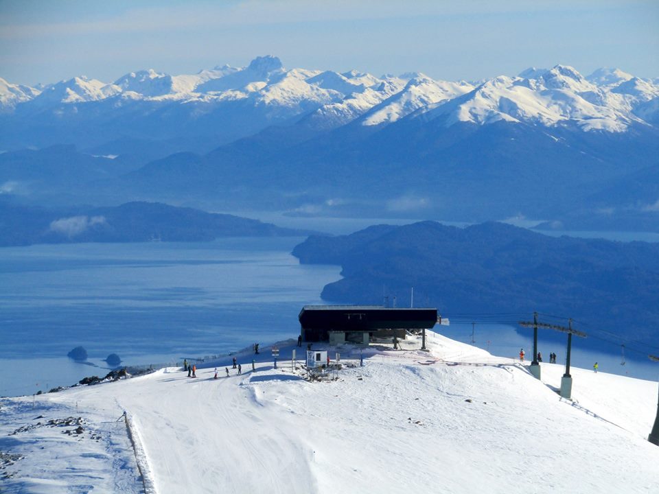 Bariloche em Outubro: ave pousada na neve com montanha coberta de neve ao fundo em Bariloche - Vale Liberdade
